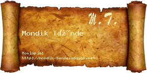 Mondik Tünde névjegykártya